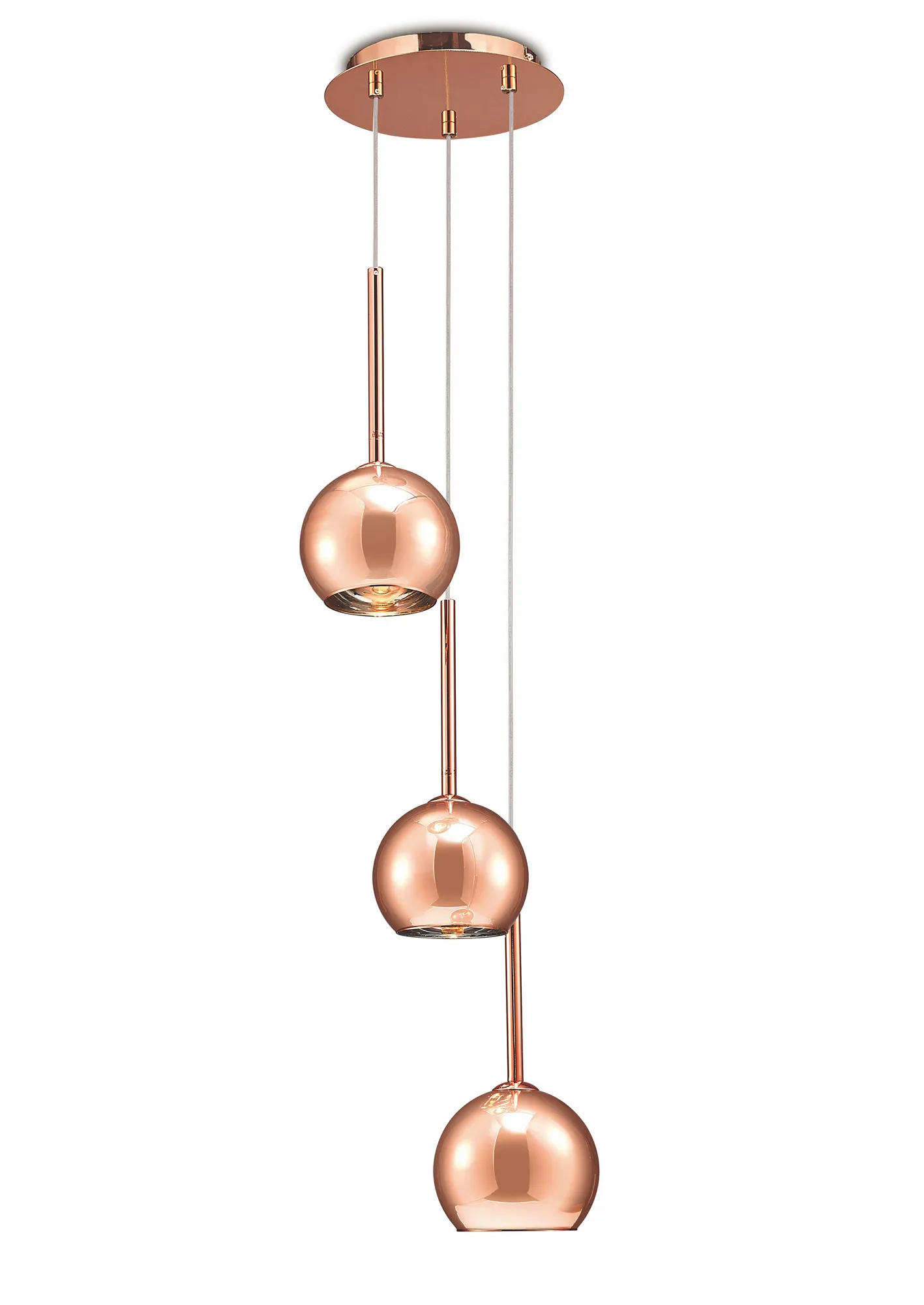 D0104  Regina Glass Pendant 3 Light Copper